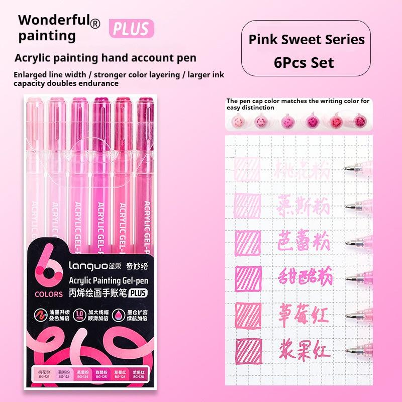 Languo 6/24/36/54/72/90 Colors Acrylic Painting Handbook Pens Multi-Color Gel Pen Student Neutral Pen Writing Marker Stationery