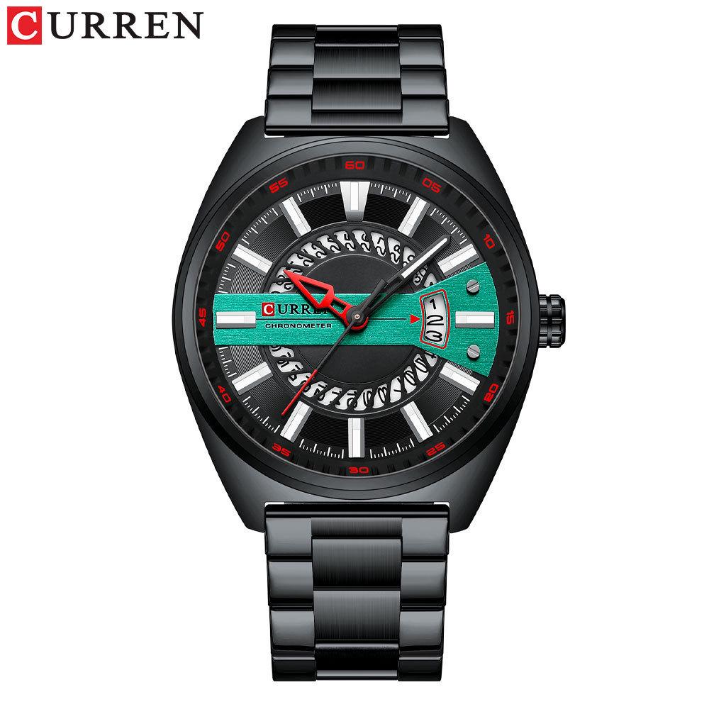 Curren 8403 Men s Quartz Watch with Calendar and Steel Band, Business Casual Style чёрный