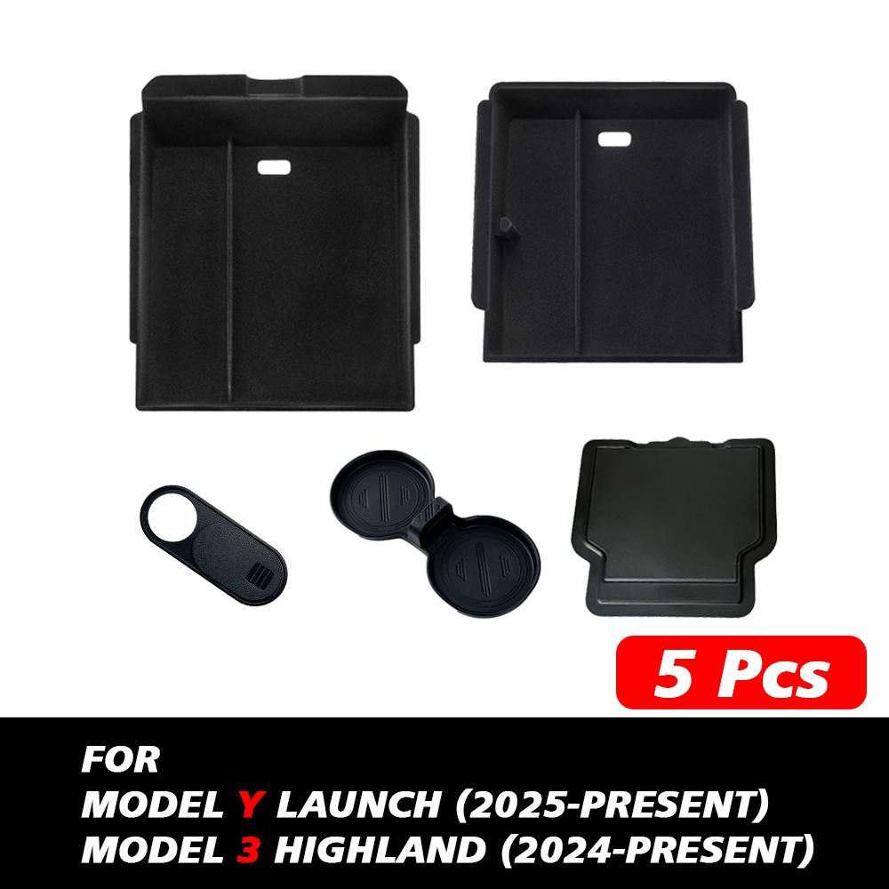 For Tesla New Model Y Juniper 2026 2025 Launch Model 3 Highland 2024 Center Console Armrest Storage Box Upper&Lower Silicone Mat