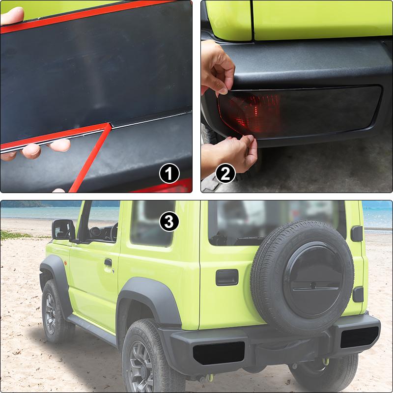 ABS Car Taillight Decoration Cover Fit for Suzuki Jimny 2019 Up Exterior Accessories,Smocked Black
