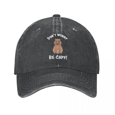 Capybaras Unisex Style Baseball Cap Don't Worry Be Capy Distressed Denim Washed Hats Cap Workouts Gift Sun Cap