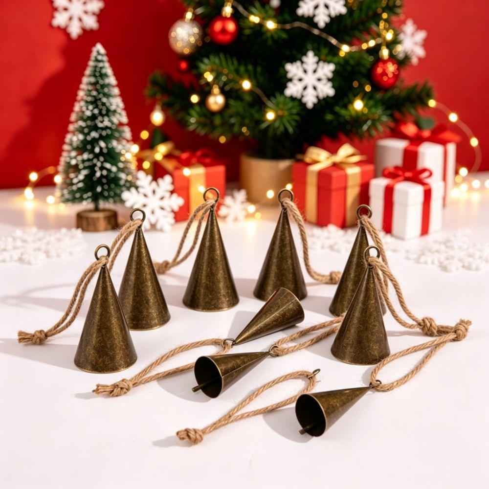 6Pcs Vintage Antique Finished Hanging Bell Hangable Xmas Tree Pendant Tree Decorations