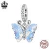 S925 Sterling Silver Exquisite Butterfly Tassel Beaded Pendant for DIY Jewelry