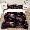 3pcs Skull Floral Pattern Bedding Set, Ideal for Home Use, Suitable for Bedroom Decor (1*Duvet Cover + 1/2*Pillowcases, No Core) Yy250821189