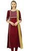 Atasi Women's Party Wear Maroon Ethnic Straight Salwar Suit Set With
