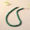 Malachite Beaded Choker Necklace with Gold Accents – Natural Stone Protection Jewelry for Women, Dainty Boho Gift