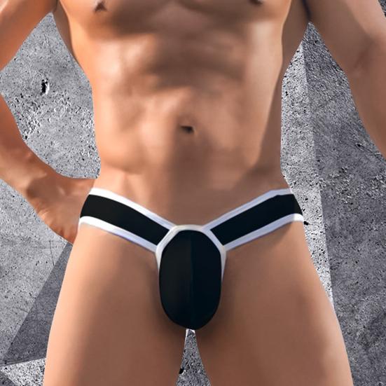 Men Underpants Color Matching Low Waist 3D U Convex Close Fit Modal Stretch Sexy Briefs Panties for Bathroom