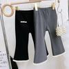 Girls' Autumn Winter Fleece Lined Outerwear Leggings Korean Stylish Flared Pants Kids Babies