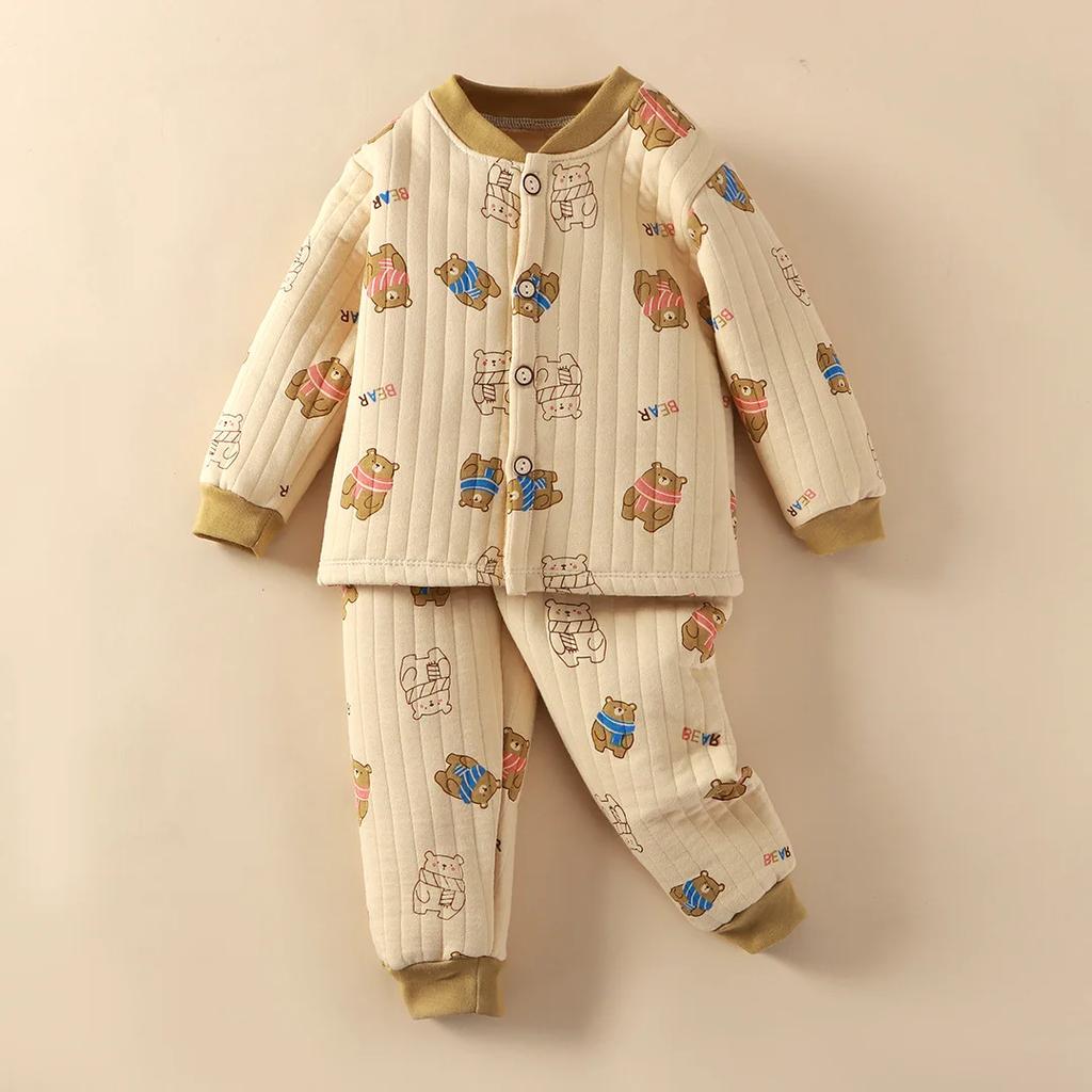 Neue Jungen Mädchen Herbst Winter Verdicken Warme Baumwolle Pyjamas Kinder Niedlich Cartoon Langarm Pyjamas Kleinkind Baby Bekleidungssets
