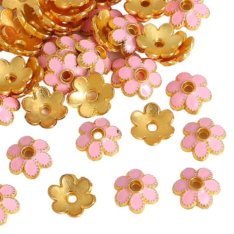 

10 шт. металевих шармів із розпірними намистинами з квітів сливи для виготовлення ювелірних виробів, намисто-браслет своїми руками 8mm рожевий
