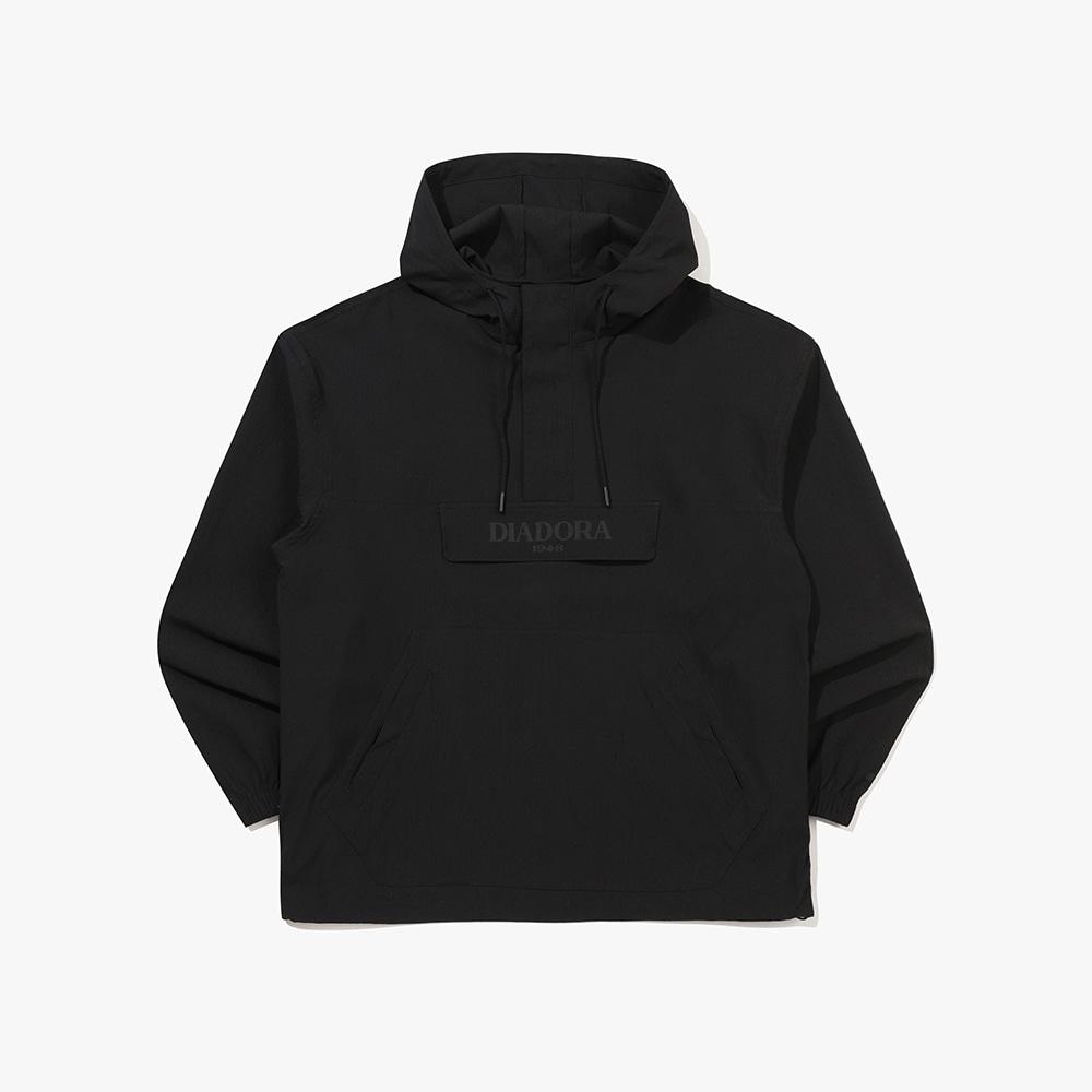 Diadora Micro Pleated Hooded Anorak Jacket Black