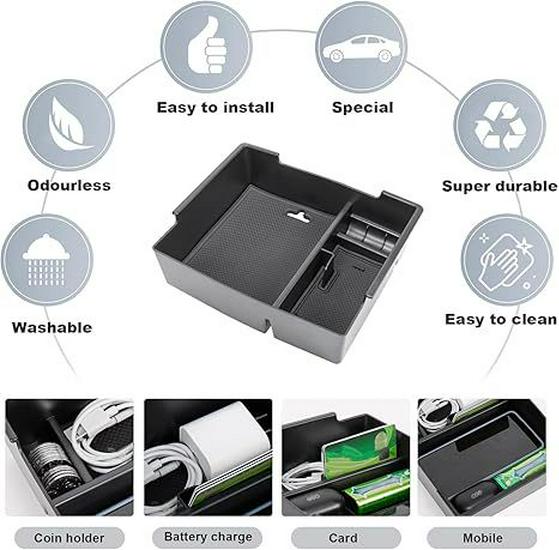 2024 Toyota Tacoma Black Armrest Center Console Organizer Box
