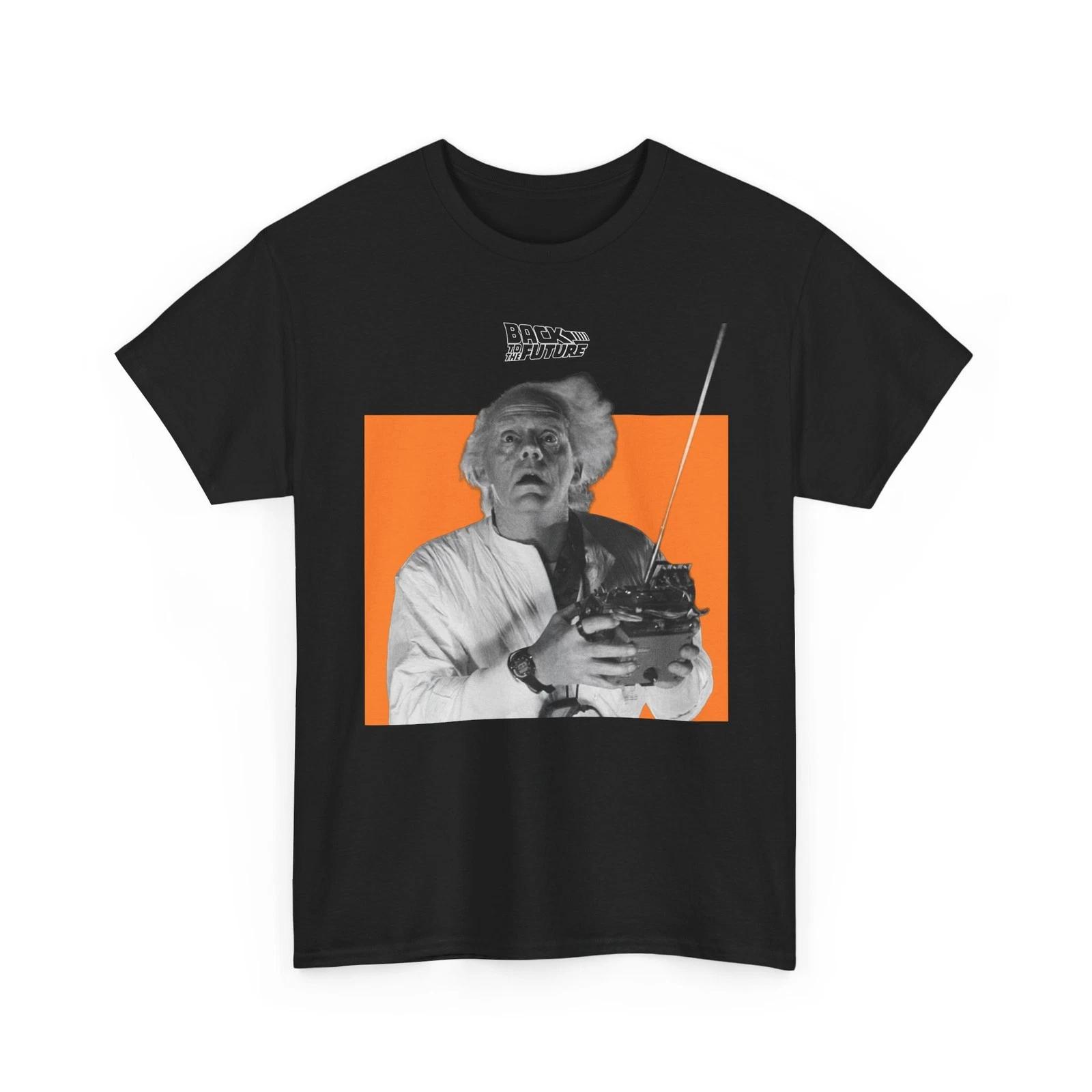 Back to the Future Doc Brown Monochrome T-shirt | Retro Time Travel Tee M