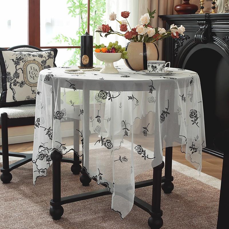 Elegant Lace Tablecloth French Style Rectangular Dining Cover Vintage Decorative TV Stand Dustproof Cloth
