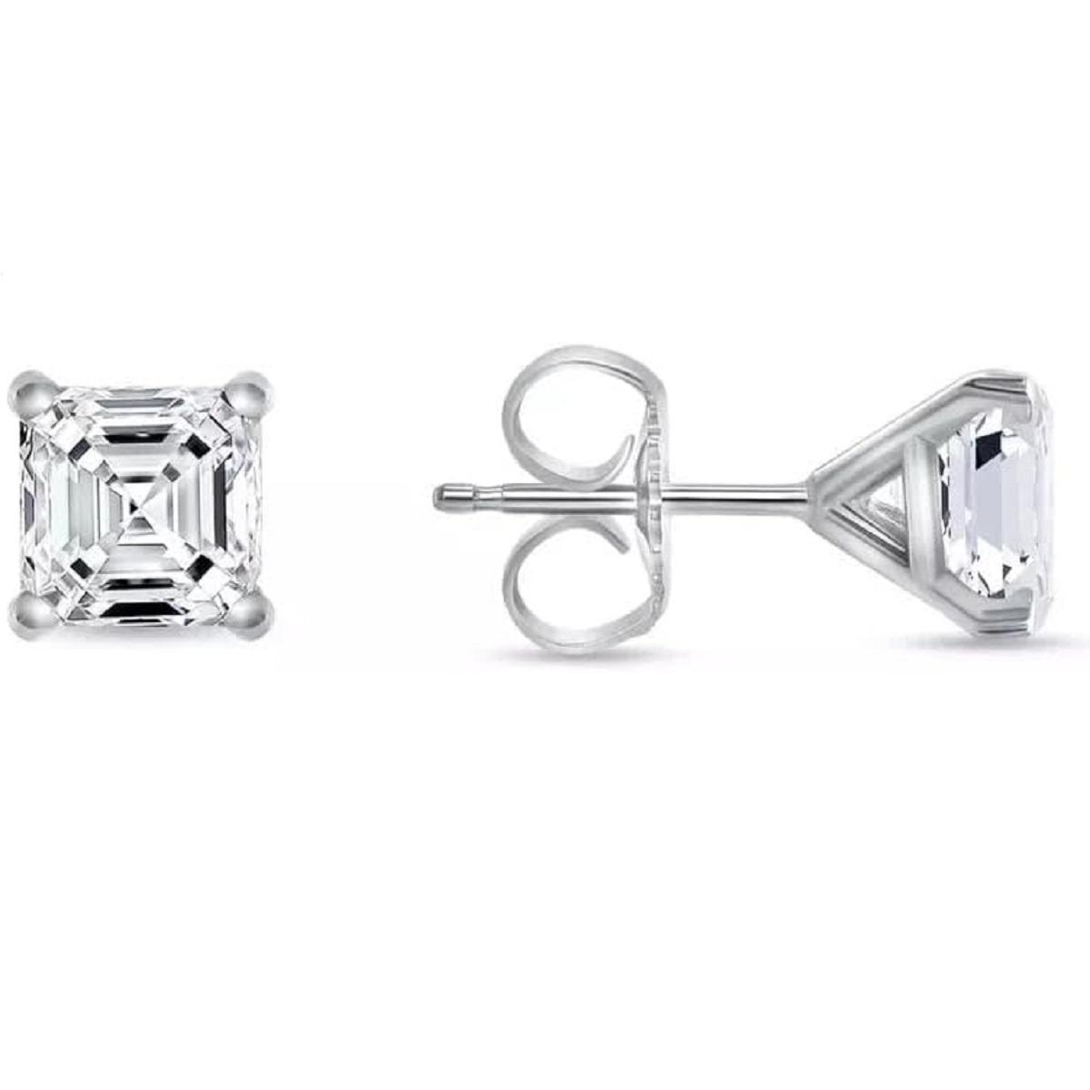 

Серьги-пусеты с бриллиантами огранки Ашер 4 карата из белого золота 14 карат, серьги-пусеты «мартини» для лучшего повседневного ношения для женщин 15MM серебряный