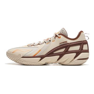Li Ning Fan Wu 4.5 Tecnologia di Ammortizzazione sull'Intera Pianta del Piede Assorbimento degli Urti Rimbalzo Anti-Torsione Supporto di Stabilità Scarpe da Basket da Uomo Beige ABFU049-4