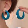2025 Trend: Retro Hong Kong Blue C-Shaped Earrings - High-End, Fashionable Ear Studs for Women