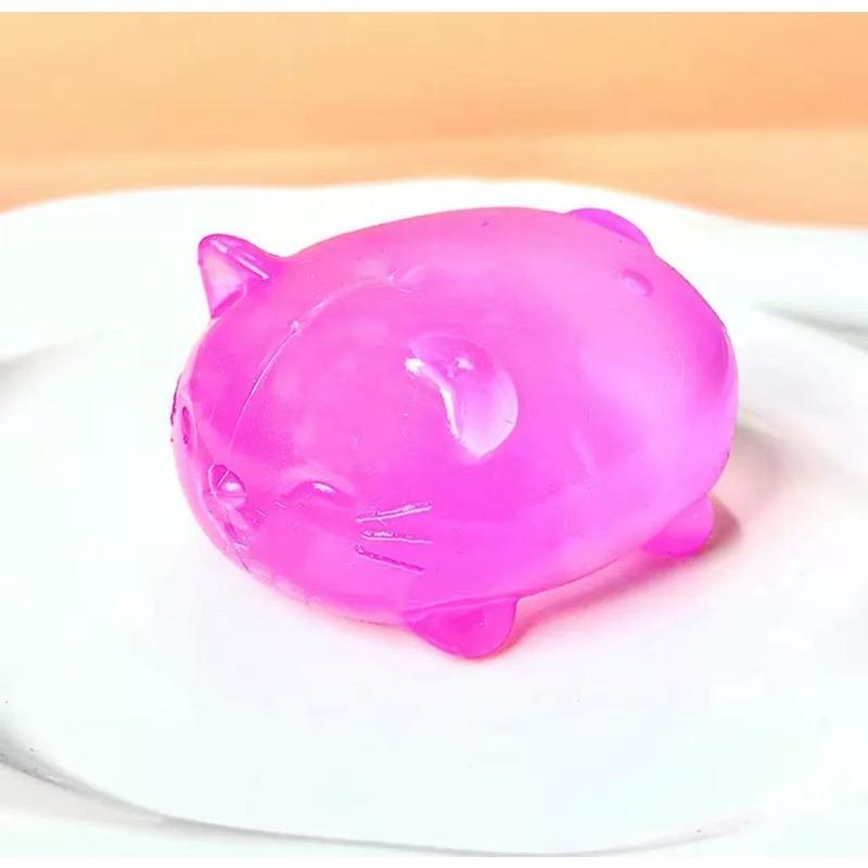 Cute Cat Squishy Stress Ball Transparent Squeeze Fidget Toy for Anxiety Relief