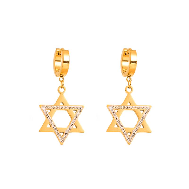 

Женские простые серьги-капли в форме любви, серьги-подвески из нержавеющей титановой стали, серьги с кристаллами и звездами золотого цвета, геометрические украшения для ушей OneSize белый