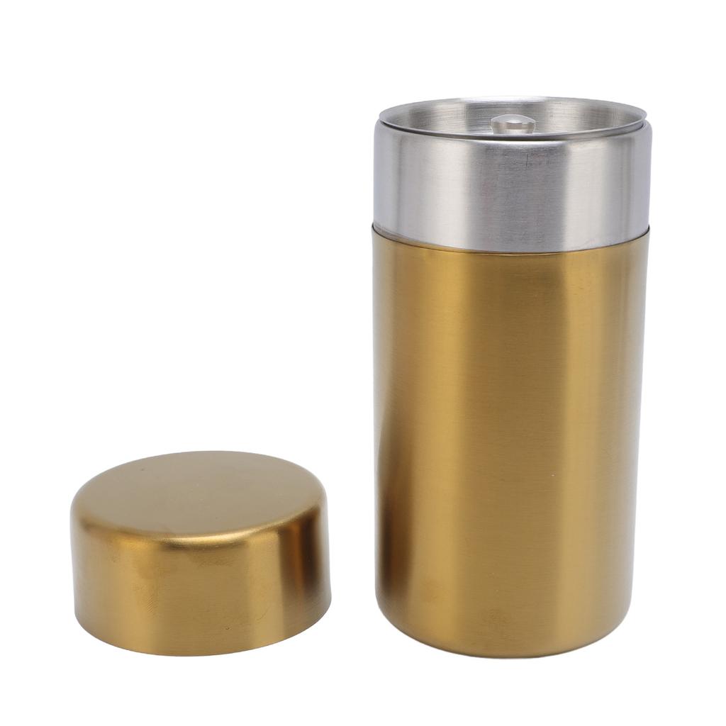 Tea Canister Gold 304 Stainless Steel Sealed Damp Proof Coffee Sugar Tea Leaf Jar