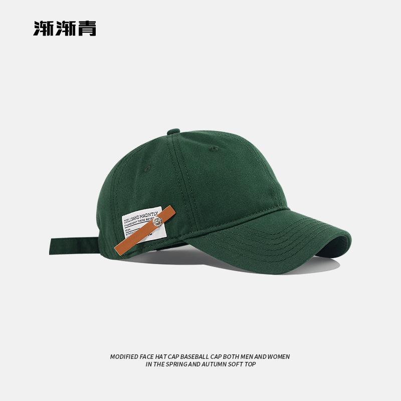 Retro Versatile English Small Leather Label Cap Women's Casual Versatile Baseball Cap Men's Soft Top Cuckold Simple
