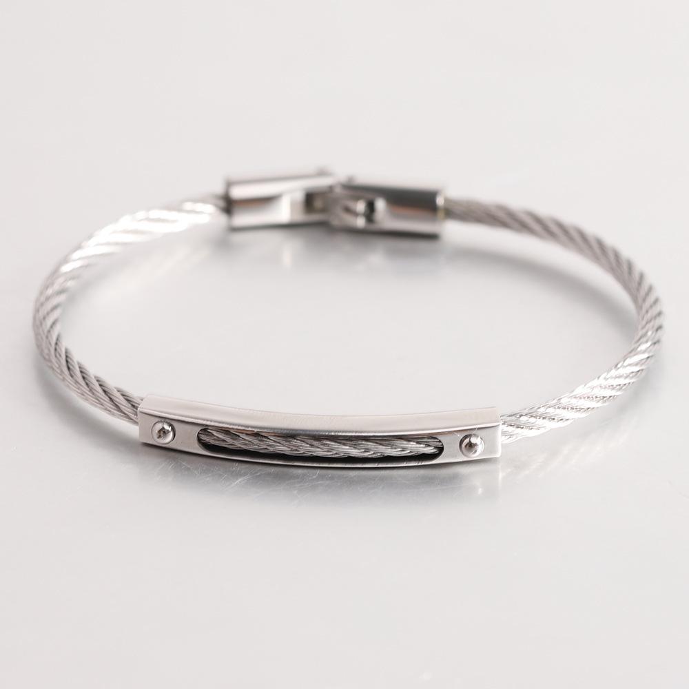 Versatile 5MM Titanium Steel Cable Wire Bracelet for Women - European & American Style