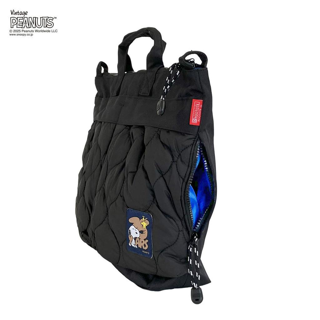 Snoopy A4 Wide 2-Way Shoulder Bag Black PEANUTS 75th Anniversary ROOTOTE SNOOPY