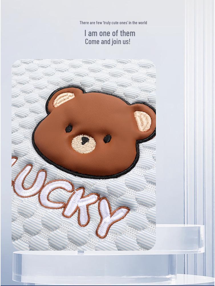 Little Bear Ice Silk Breathable Car Cushion - Cartoon Summer Cooling Pad
