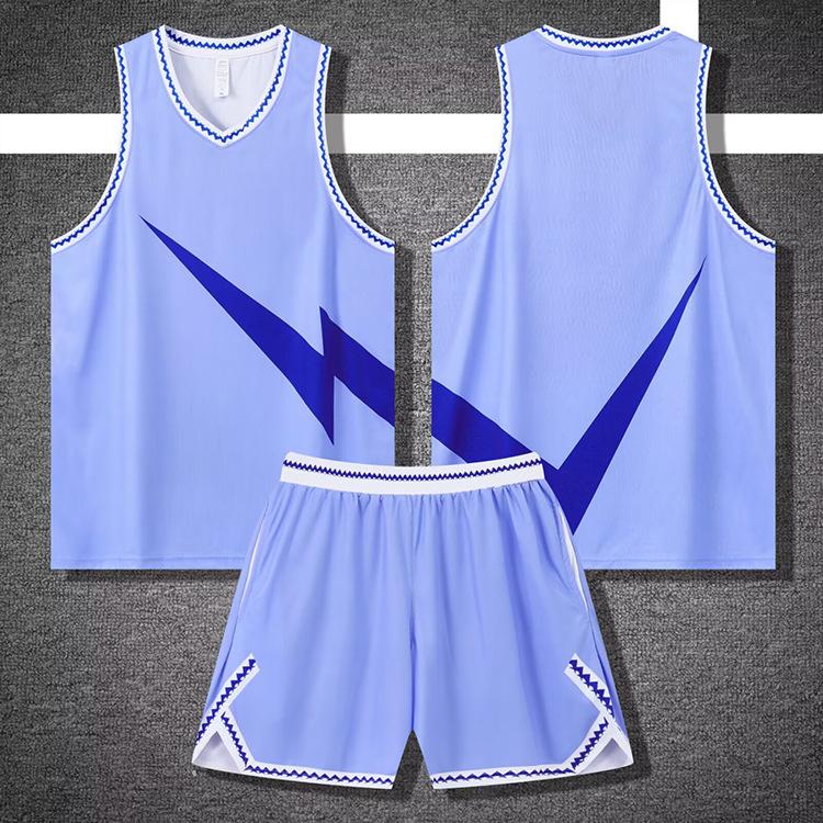 

High Quality Basketball Suit Men S Adult College Student Game Uniform Jersey Vest Digital Printing Summer 6XL небо синє кольору