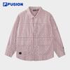 FILA FUSION Couple's Loose Fit Long-Sleeve Plaid Cotton Shirt