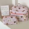 2024 Pink Bear Quilting Women Cosmetic Bag Cute Zipper Makeup Travel Organizer Female Handbag Toiletry Pouch for Girls