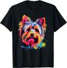 Colorful Pop Art Yorkshire Terrier Yorkie Lover Portrait T-Shirt