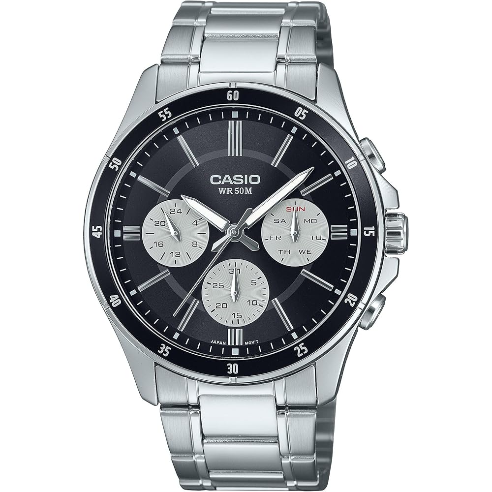 Casio Enticer Analog Men s Watch Black Dial Stainless Steel Band MTP-1374D-1A3VDF