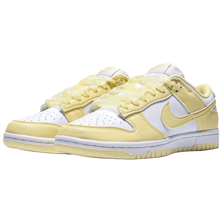 Nike Dunk Low NN Schnürung Bequeme Passform Niedriger Schaft Skateschuhe Damensneaker Weiß Gelb IX5021171