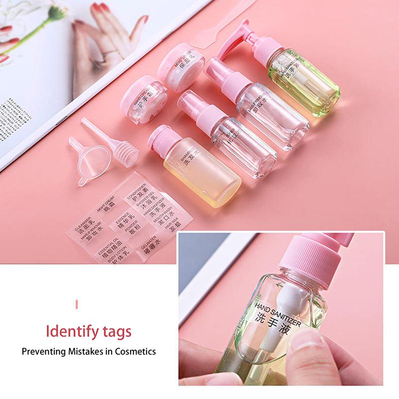 11Pcs Travel Refillable Bottle Set Cosmetic Lotion Toner Spray Shampoo Essentials Cream Bottle Empty Container For Toiletries