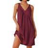 Women's Fashion Sleeveless Lightweight V-Neck Short Evening Solid Color Dresses