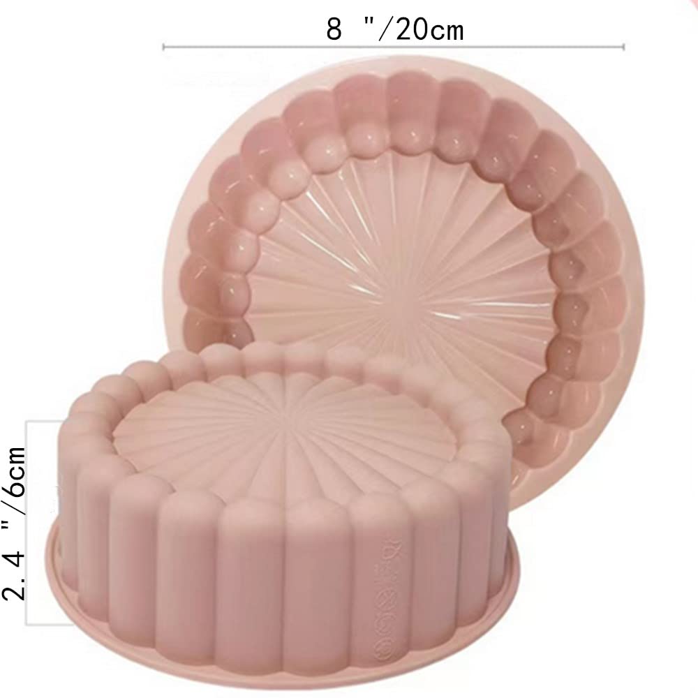 Silicone 8 Inch Charlotte Round Cake Pan Strawberry Cheesecake Brownie Bread Form Maker Baking Cake Mold Tray Pie Flan Bread Pan