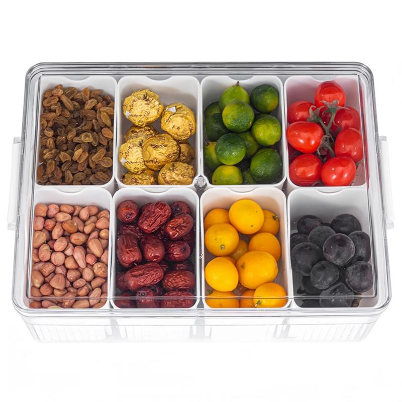 

Large Snackle Box - Divided Serving Tray With Lid - Charcuterie Container For Portable Snack - Clear Organizer-B61B белый