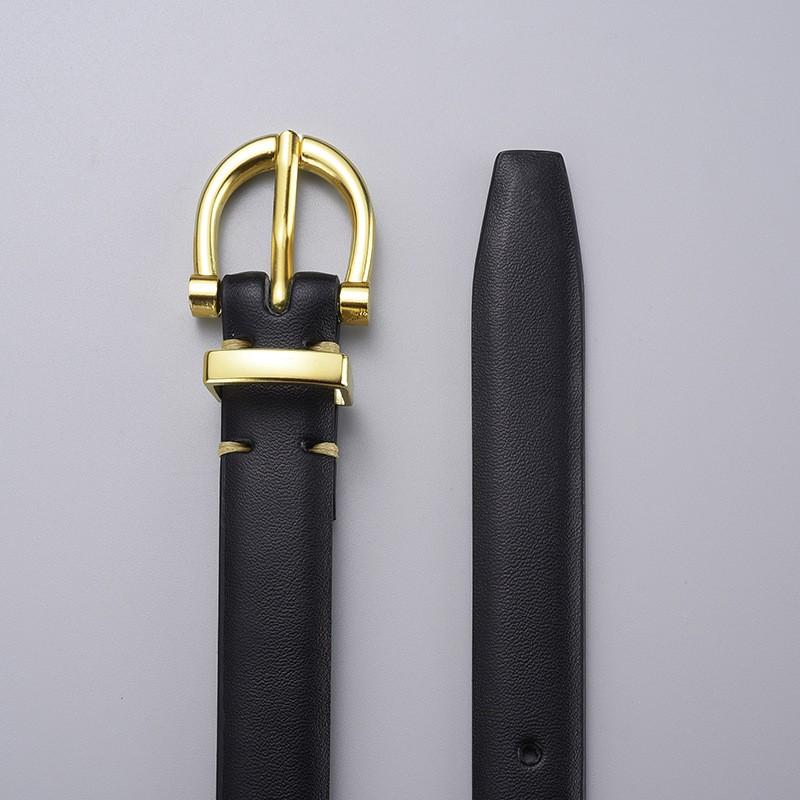 Genuine Leather Womens Belt With Alloy Pin Buckle Slim 1.8cm Width Sweet Chic Style Jeans Office Date Outfits