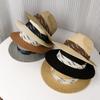 GEMVIE Wide Brim Summer Paper Straw Fedora Hat for Women Men Sun Protection Beach Panama Hats
