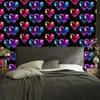 Neon Glitter Hearts Wallpaper Black and Purple 50x1000