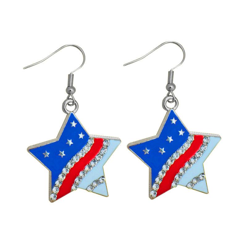 American Independence Day Earrings USA Winged Butterfly Diamond-encrusted Boots Oil-drip Pendant Earrings
