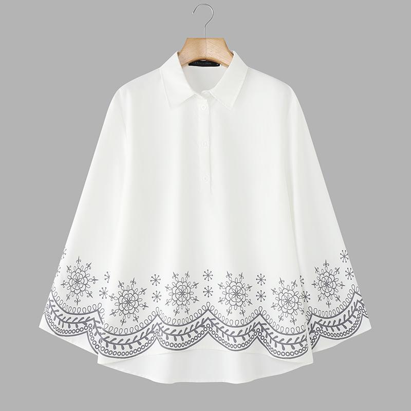 

ZANZEA Женская повседневная блузка с отложным воротником и длинным рукавом с принтом S белый