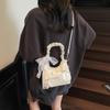 White Beautiful Lace Bow Handbag Sweet Lightweight Pleated Handbag Shoulder Messenger Bag