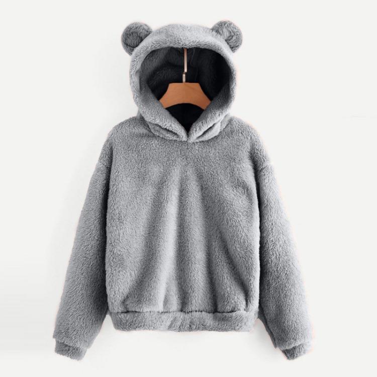 Felpa con Cappuccio Orecchie d'Orso Carine Pullover da Donna Manica Lunga Felpe in Peluche