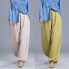 Spring and Summer Women's Loose Casual Cotton Linen Women's Wide Leg Pants Nine Points Lantern Pants Comfortable Artistic Trousers