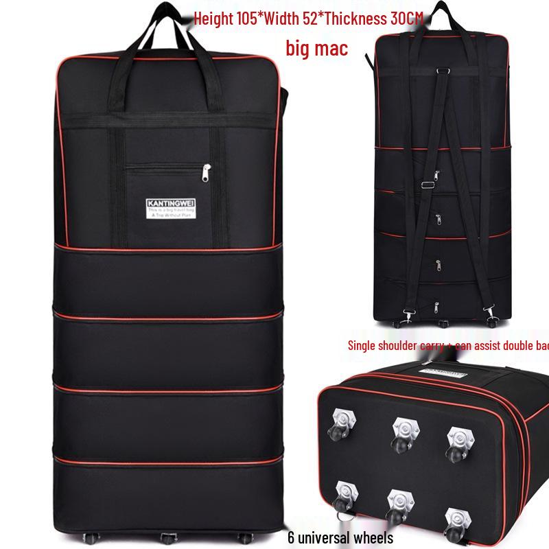 158L Aviation Large Capacity Rolling Travel Bag - Foldable Wheeled Luggage Storage, Oxford Cloth