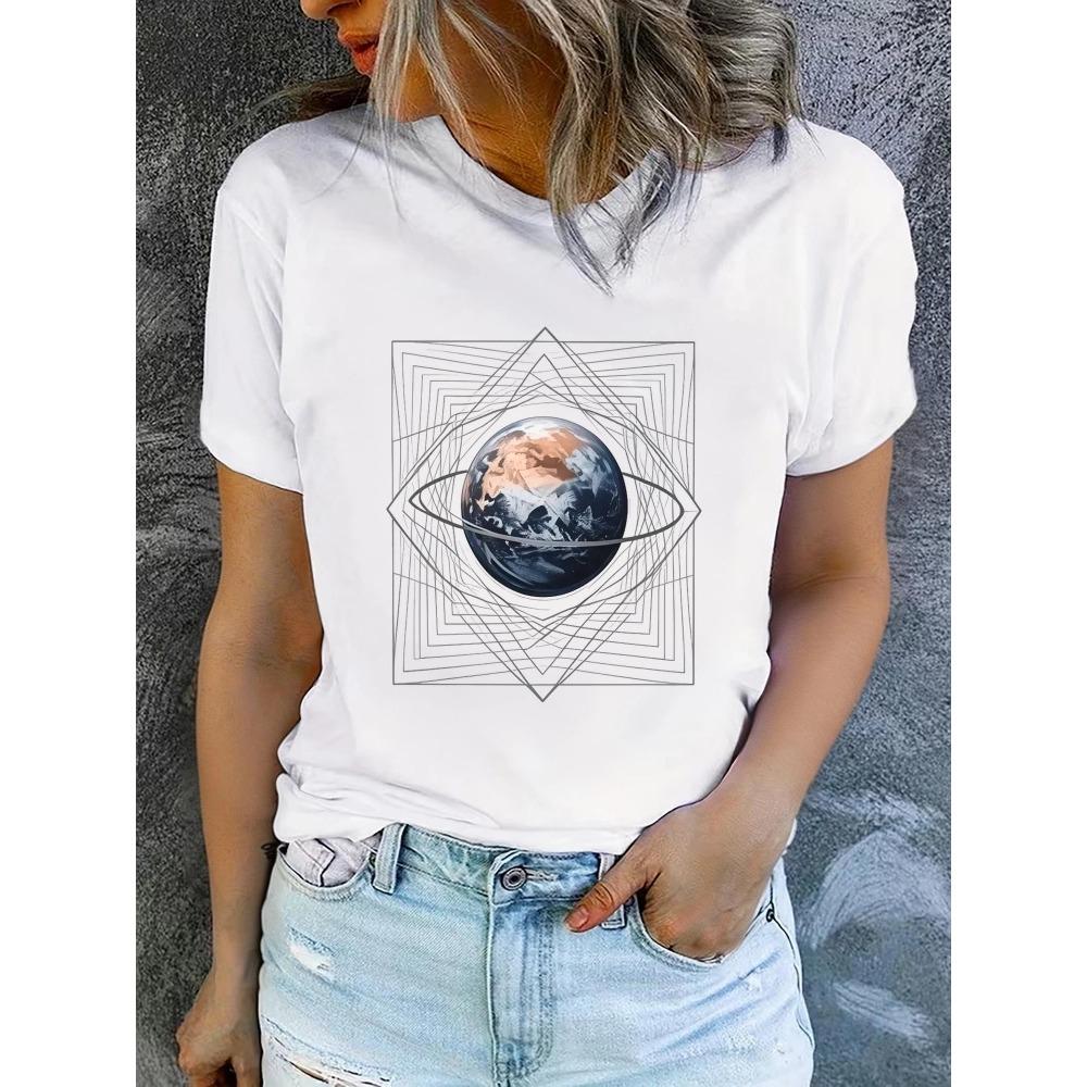 Women'S Summer Short-Sleeve Printed T-Shirts Fashionable and Casual Comfortable Fit Harajuku Sleeve Aesthetic Clothes