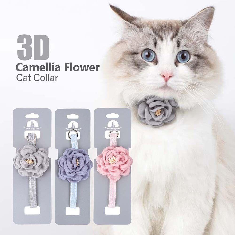 Soft Pet Cat Collar with 3D Flower Buckle Dog Leash New Cats Collar  Pet Decorative