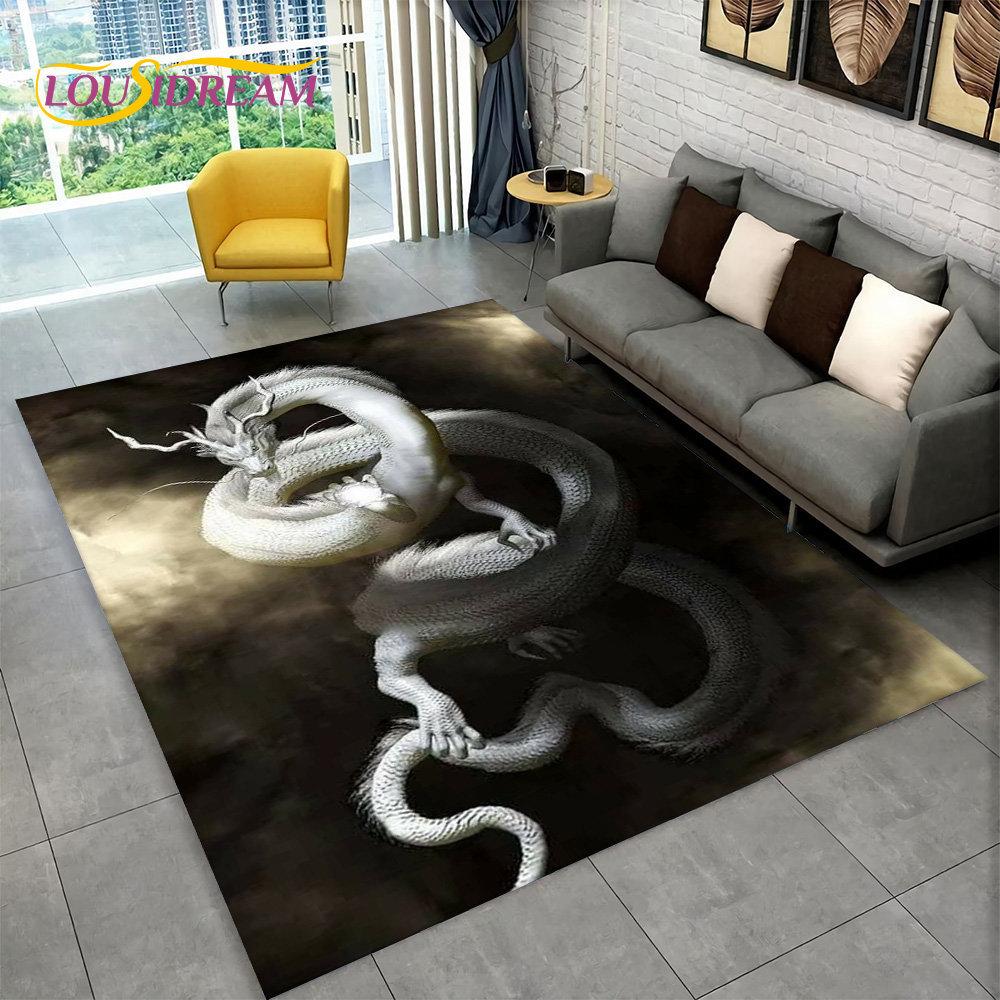 Duży dywanik z motywem smoka z kreskówek, dywanik do salonu, sypialni, sofy, wycieraczka, dekoracja kuchni, dzieci bawią się antypoślizgową matą podłogową